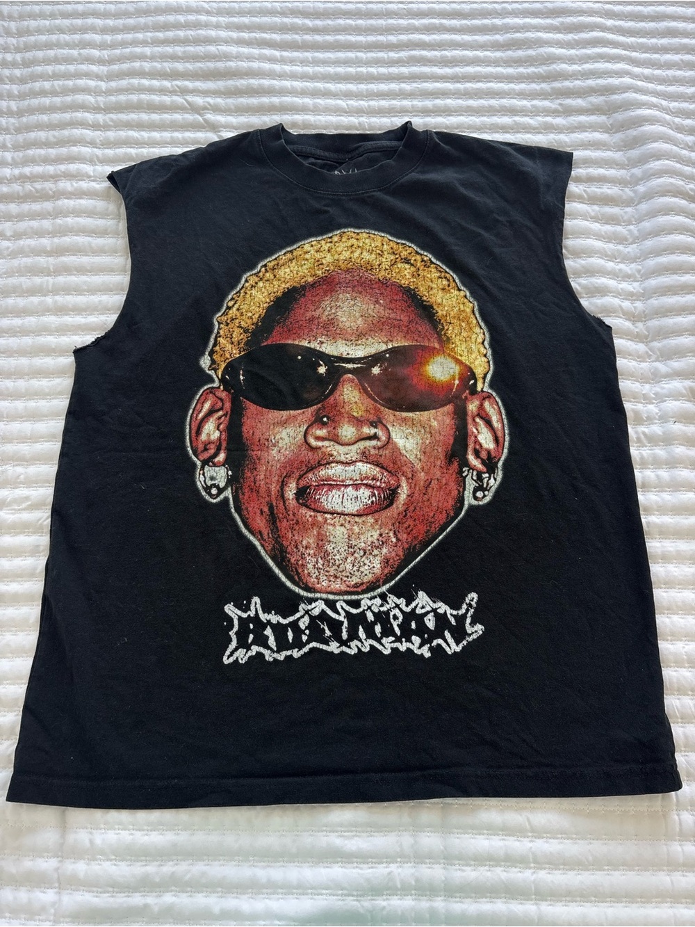 Black Sleeveless Graphic Dennis Rodman Tank Top